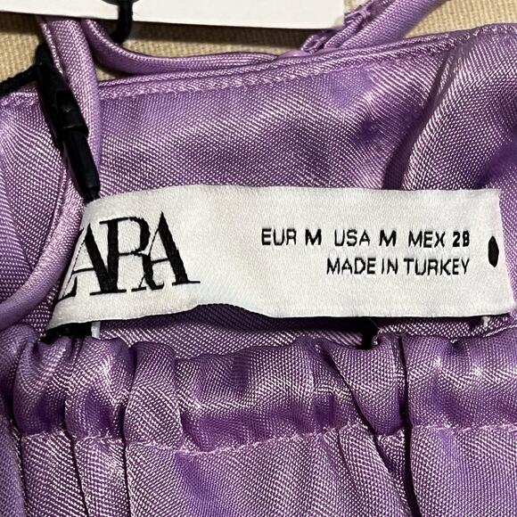 Zara Dress Womens Medium Purple Satin Slip Strappy Long Maxi Evening Gown - Picture 7 of 7